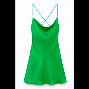 Zara Green Satin Mini Dress